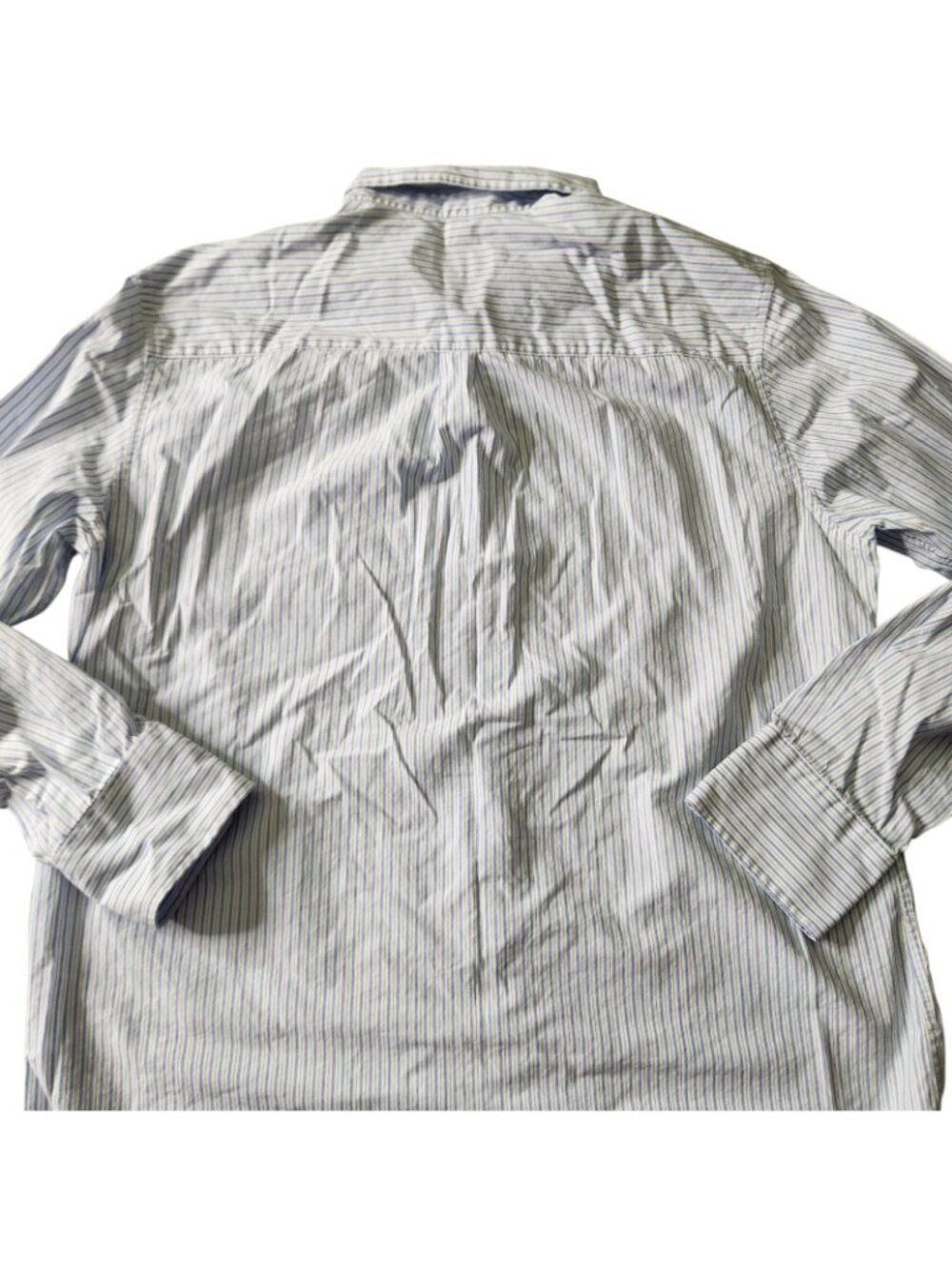 Mens Mossimo Blue White Stripe Button Dress Shirt Premium Vintage 100% Cotton L - Picture 7 of 10